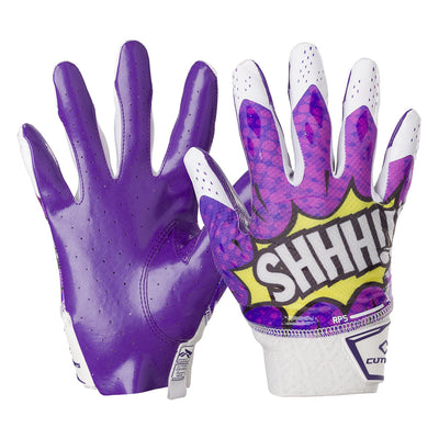 White and purple football gloves sales