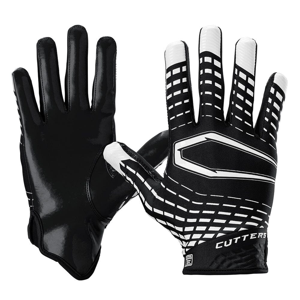 Cutters Rev 5.0 Receiver Gloves - Black - Front and Back of Glove