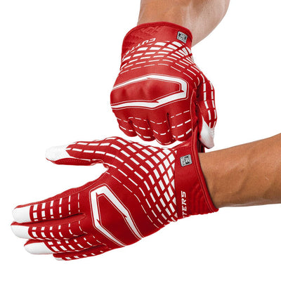 Cutters Sports Rev 5.0 Receiver Gloves - Red - Football Player Sliding on Gloves