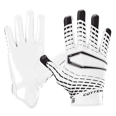 Cutters Rev 5.0 Receiver Gloves - White - Front and Back of Glove