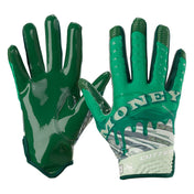 Cutters Sports Money Maker Rev 5.0 Limited-Edition Youth Football Receiver Gloves - Green - Front & Back of Hand