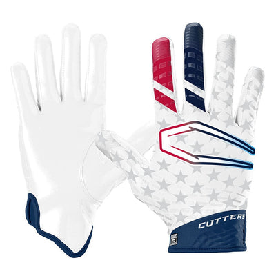 Cutters Rev 5.0 Limited Edition Receiver Gloves - Stars & Stripes Design - Front and Back of Glove