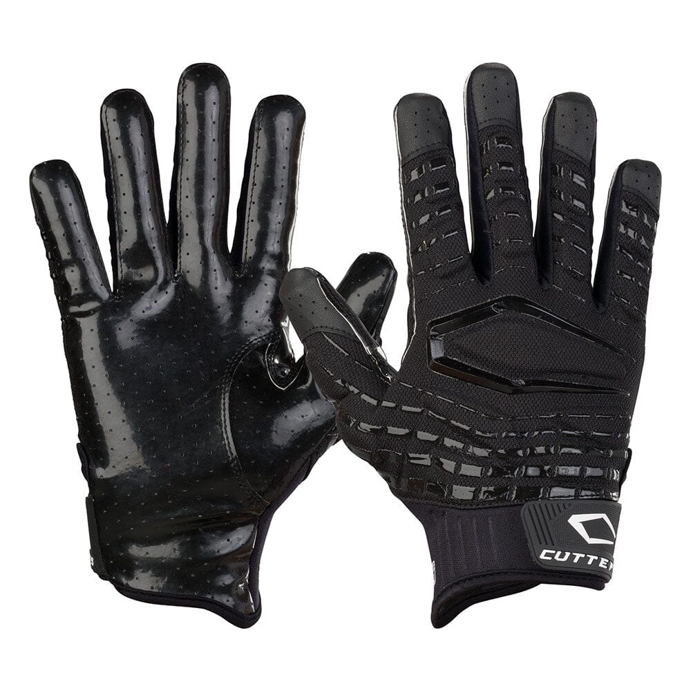 Cutters Sports Gamer 5.0 Padded Black Receiver Football Gloves - Ideal For 7v7, Youth, High School, and Collegiate Play