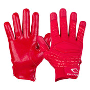 Cutters Sports Gamer 5.0 Padded Red Receiver Football Gloves - Ideal For 7v7, Youth, High School, and Collegiate Play