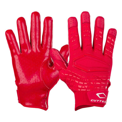 Cutters Sports Gamer 5.0 Padded Red Receiver Football Gloves - Ideal For 7v7, Youth, High School, and Collegiate Play