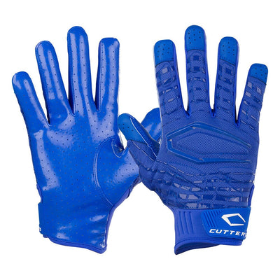 Cutters Sports Gamer 5.0 Padded Royal Blue Receiver Football Gloves - Ideal For 7v7, Youth, High School, and Collegiate Play