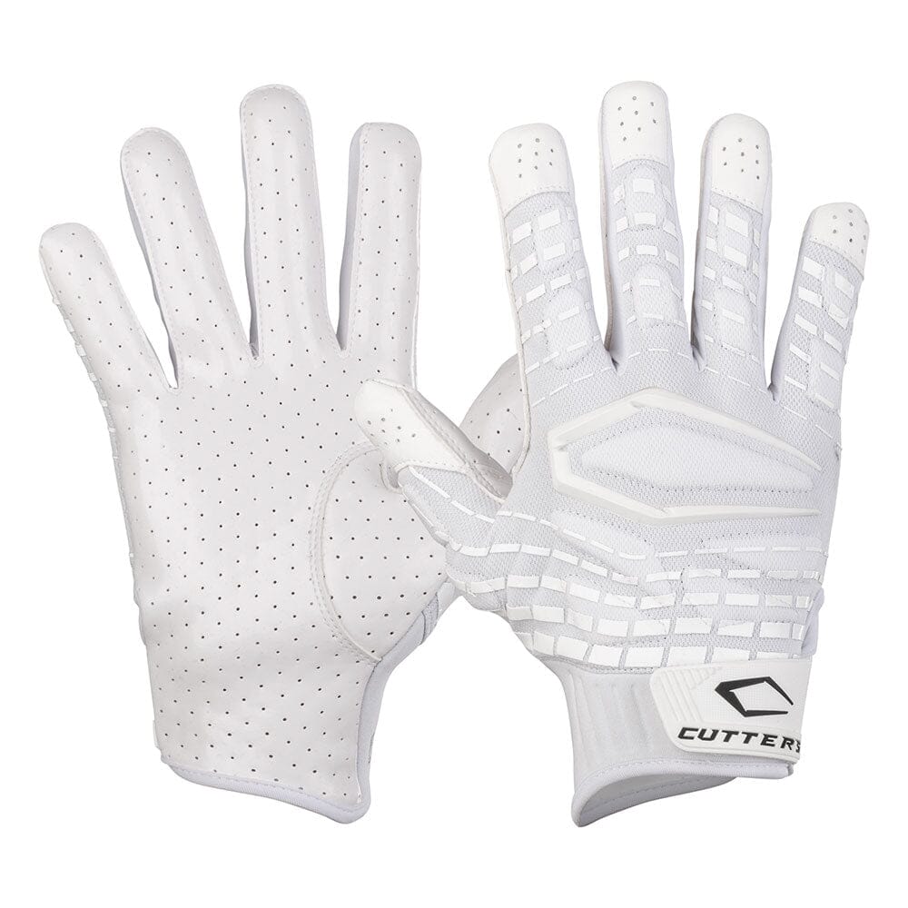 Cutters Sports Gamer 5.0 Padded White Receiver Football Gloves - Ideal For 7v7, Youth, High School, and Collegiate Play