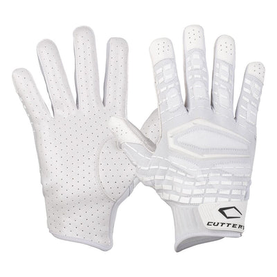 Cutters Sports Gamer 5.0 Padded White Receiver Football Gloves - Ideal For 7v7, Youth, High School, and Collegiate Play