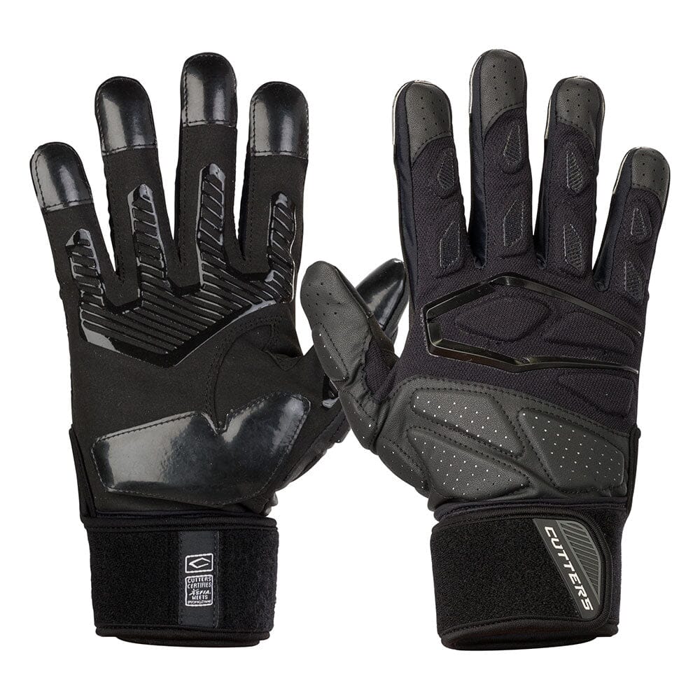 Cutters Sports Force 5.0 Black Lineman Football Gloves - Ideal For 7v7, Youth, High School, and Collegiate Play