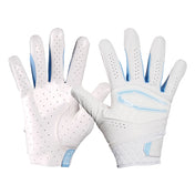 Cutters Rev X Elite Receiver Gloves - White/Columbia Blue - Front & Back for Glove