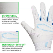 ULTIMATE FEEL - Premium Cabretta Leather on back of hand ideal for athletes who demand ultimate comfort and feel;

LIGHTWEIGHT COMFORT - Less bulk in fingers, streamlined back of hand reduce weight for more comfortable, flexible fit