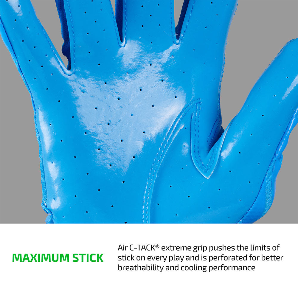 Rev Pro 6.0 (Columbia Blue) Tech Features 1) MAXIMUM STICK: Air C-TACK® extreme grip pushes the limits of stick on every play and is perforated for better breathability and cooling performance.