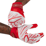 Cutters Sports Game Day Pro White/Red Receiver Football Gloves - Football Player Tightening Straps for Better Fit