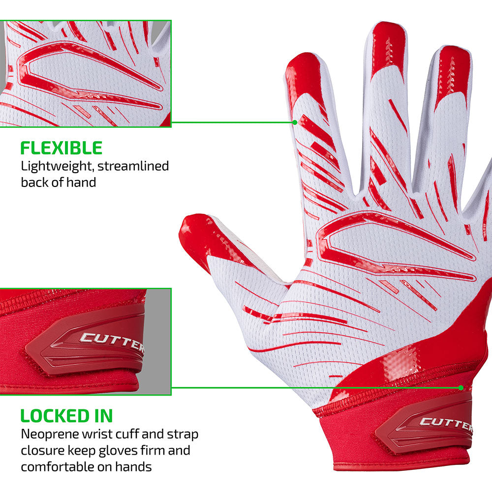 FLEXIBLE - Lightweight, streamlined back of hand;

LOCKED IN - Neoprene wrist cuff and strap closure keep gloves firm and comfortable on hands