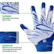 FLEXIBLE - Lightweight, streamlined back of hand;

LOCKED IN - Neoprene wrist cuff and strap closure keep gloves firm and comfortable on hands