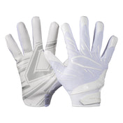 Cutters Sports Game Day Pro Solid White Receiver Football Gloves - Ideal For 7v7, Youth, High School, and Collegiate Play - Front and Back of Glove