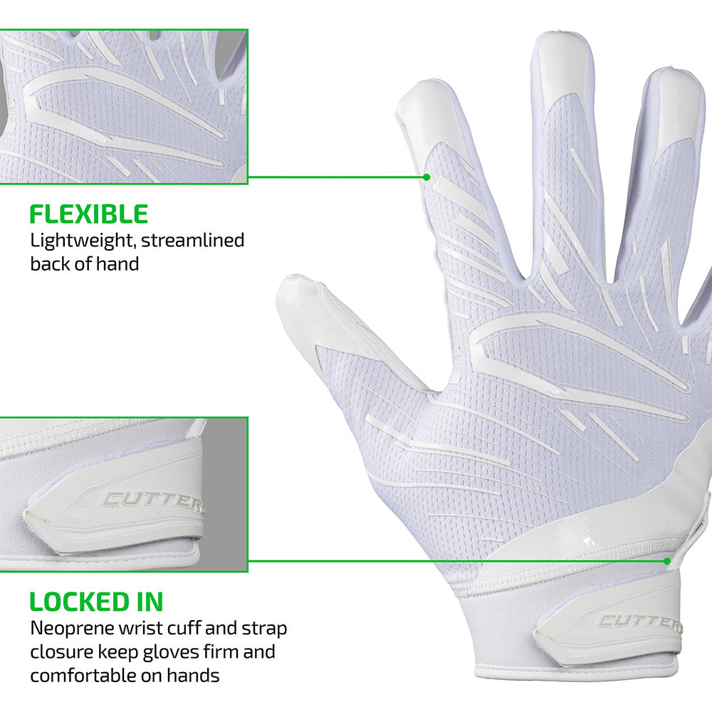 FLEXIBLE - Lightweight, streamlined back of hand;

LOCKED IN - Neoprene wrist cuff and strap closure keep gloves firm and comfortable on hands