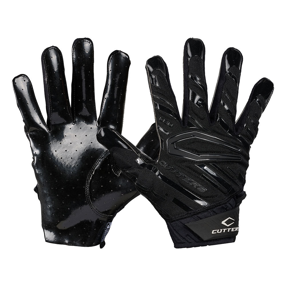 Cutters Sports Gamer 6.0 Padded Black Receiver Football Gloves - Ideal For 7v7, Youth, High School, and Collegiate Play