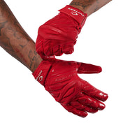Cutters Sports Gamer 6.0 Padded Red Receiver Football Gloves - Football Player Tightening Straps for Better Fit