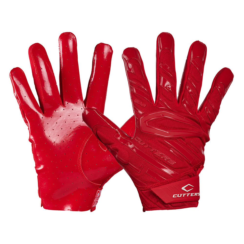 Cutters Sports Gamer 6.0 Padded Red Receiver Football Gloves - Ideal For 7v7, Youth, High School, and Collegiate Play