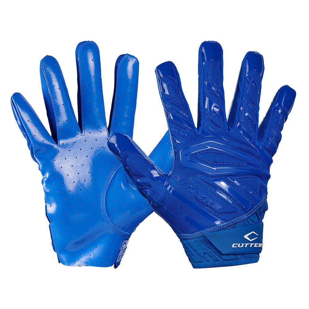 Cutters Sports Gamer 6.0 Padded Royal Blue Receiver Football Gloves - Ideal For 7v7, Youth, High School, and Collegiate Play