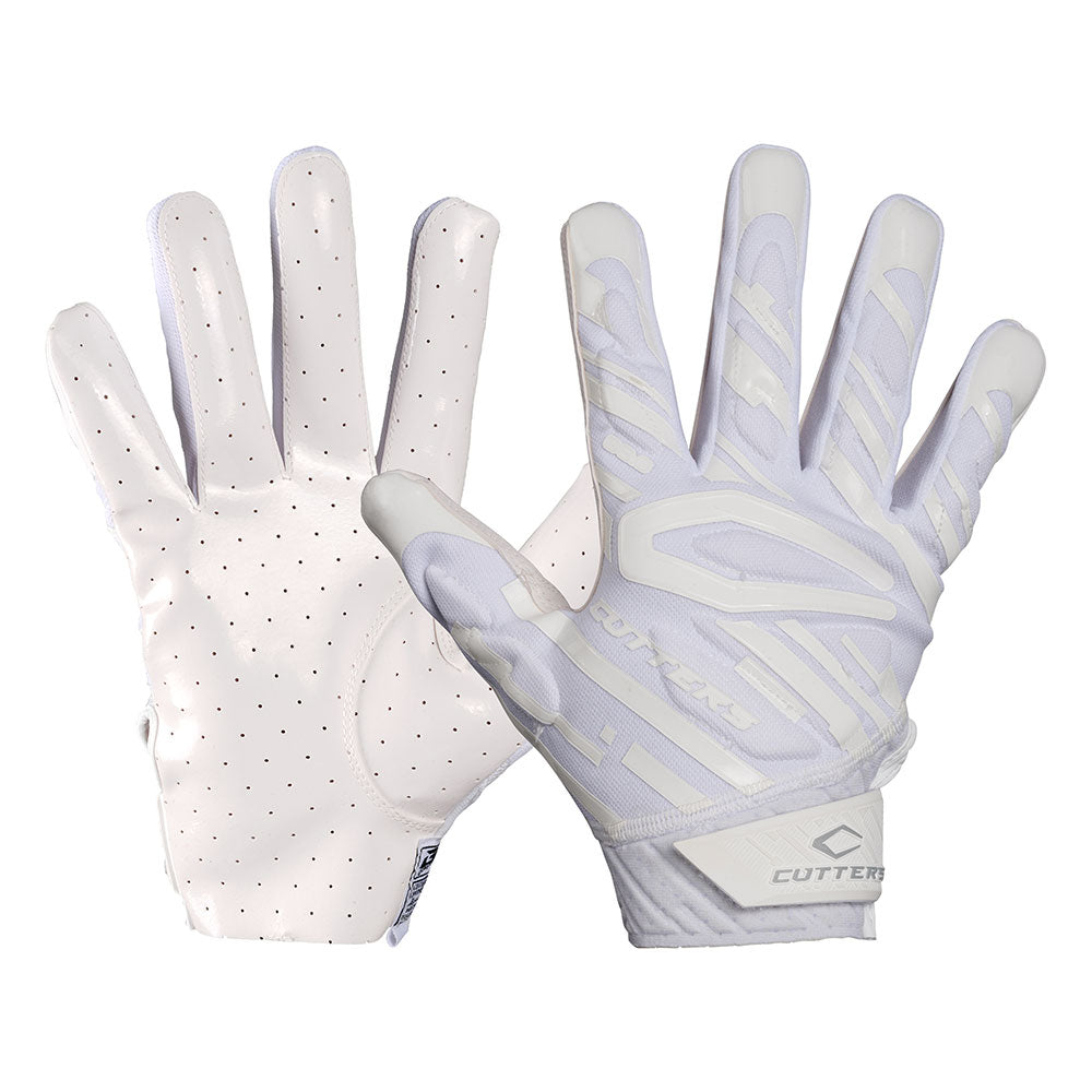 Cutters Sports Gamer 6.0 Padded White Receiver Football Gloves - Ideal For 7v7, Youth, High School, and Collegiate Play