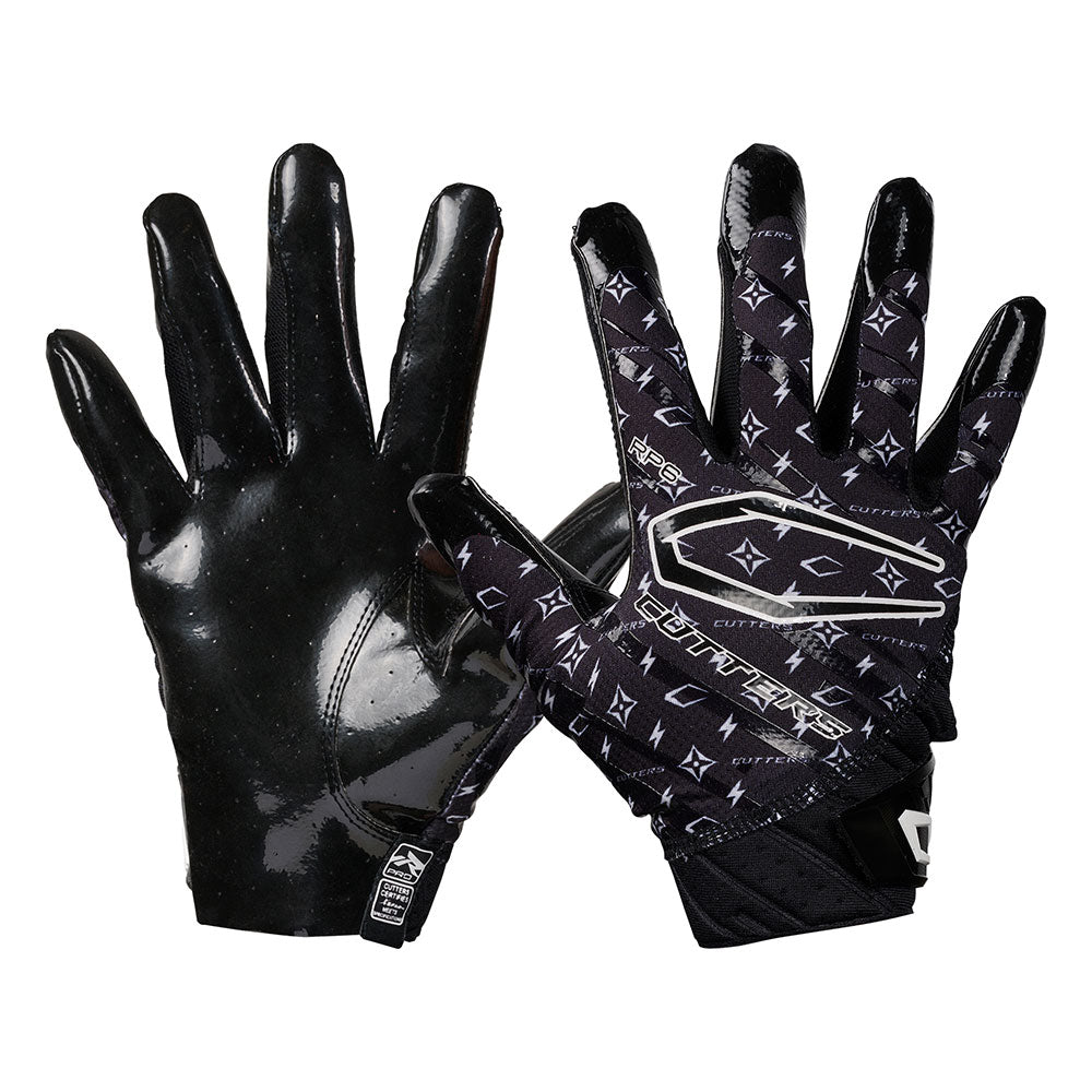 Cutters Sports Rev Pro 6.0 LE Receiver Football Gloves - Black/White Lux - Front and Back of Glove