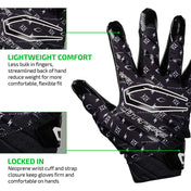 LIGHTWEIGHT COMFORT - Less bulk in fingers, streamlined back of hand reduce weight for more comfortable, flexible fit;

LOCKED IN - Neoprene wrist cuff and strap closure keep gloves firm and comfortable on hands