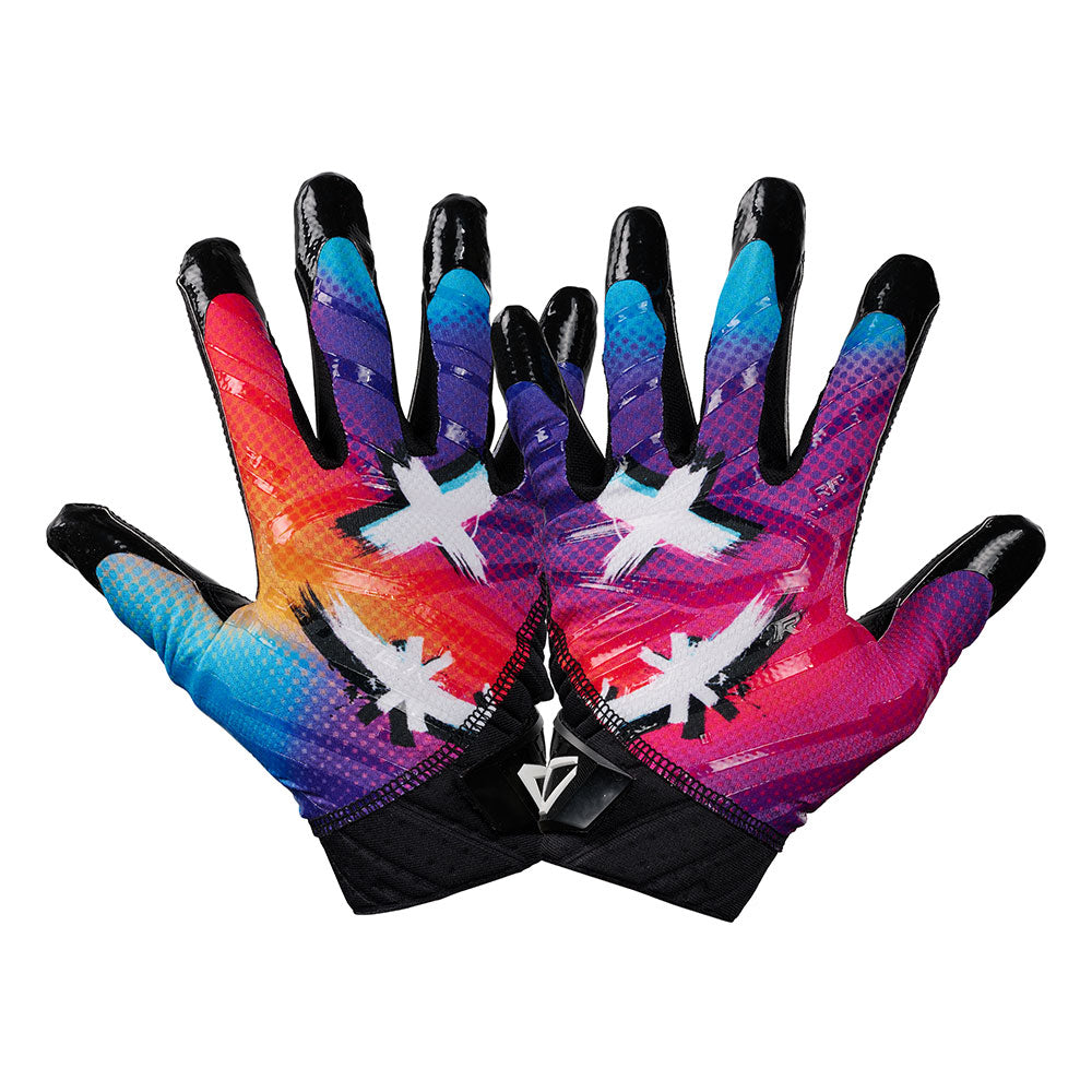 Cutters Sports Rev Pro 6.0 LE Receiver Football Gloves - Multi Color Face - Football athlete showcasing design on C-TACK®