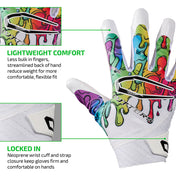 LIGHTWEIGHT COMFORT - Less bulk in fingers, streamlined back of hand reduce weight for more comfortable, flexible fit;

LOCKED IN - Neoprene wrist cuff and strap closure keep gloves firm and comfortable on hands