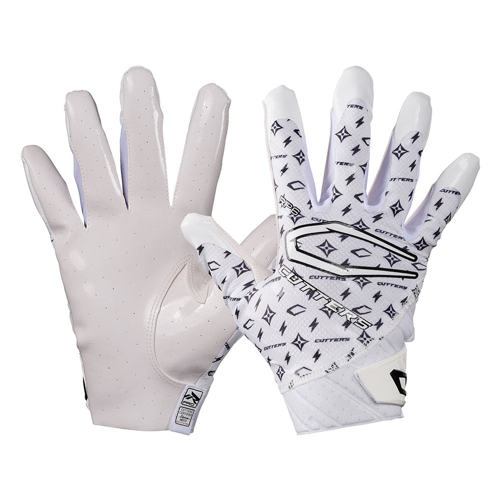 Cutters Sports Rev Pro 6.0 LE Receiver Football Gloves - White/Black Lux - Front and Back of Glove