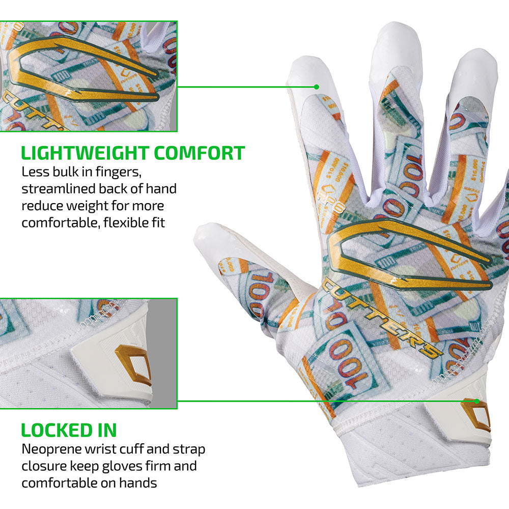 LIGHTWEIGHT COMFORT - Less bulk in fingers, streamlined back of hand reduce weight for more comfortable, flexible fit;

LOCKED IN - Neoprene wrist cuff and strap closure keep gloves firm and comfortable on hands