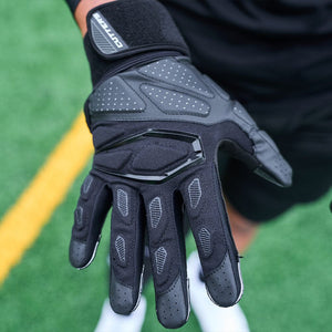 Cutters Sports Force 5.0 Black Lineman Football Gloves - Lifestyle Image 1 - Detail View of Back of Hand