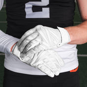 Athlete Wearing Cutters White Gamer 6.0 Padded Receiver Gloves