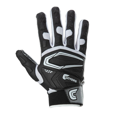 Cutters Sports Game Day Adult Padded Black Receiver Gloves 2.0 - Back of Hand