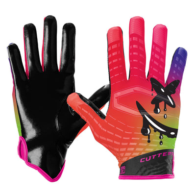Cutters Rev 5.0 Limited Edition Receiver Gloves - Drip Face Design - Front and Back of Glove