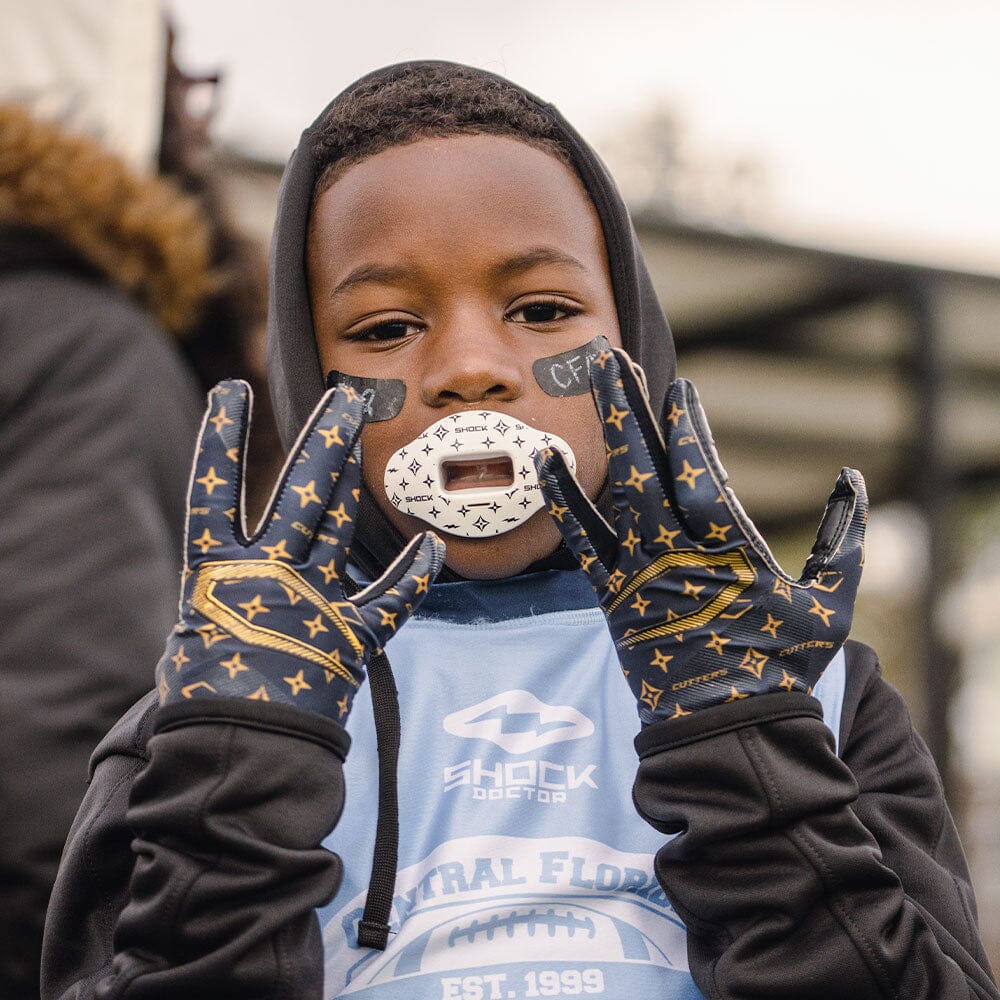 Cutters Black Gold Football Gloves Wide Receiver Gloves Black And