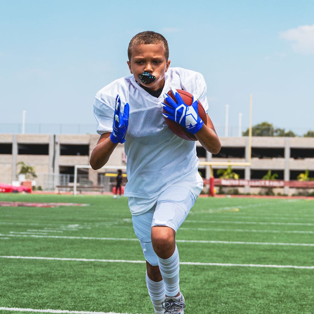 Red white and blue youth football gloves 2025