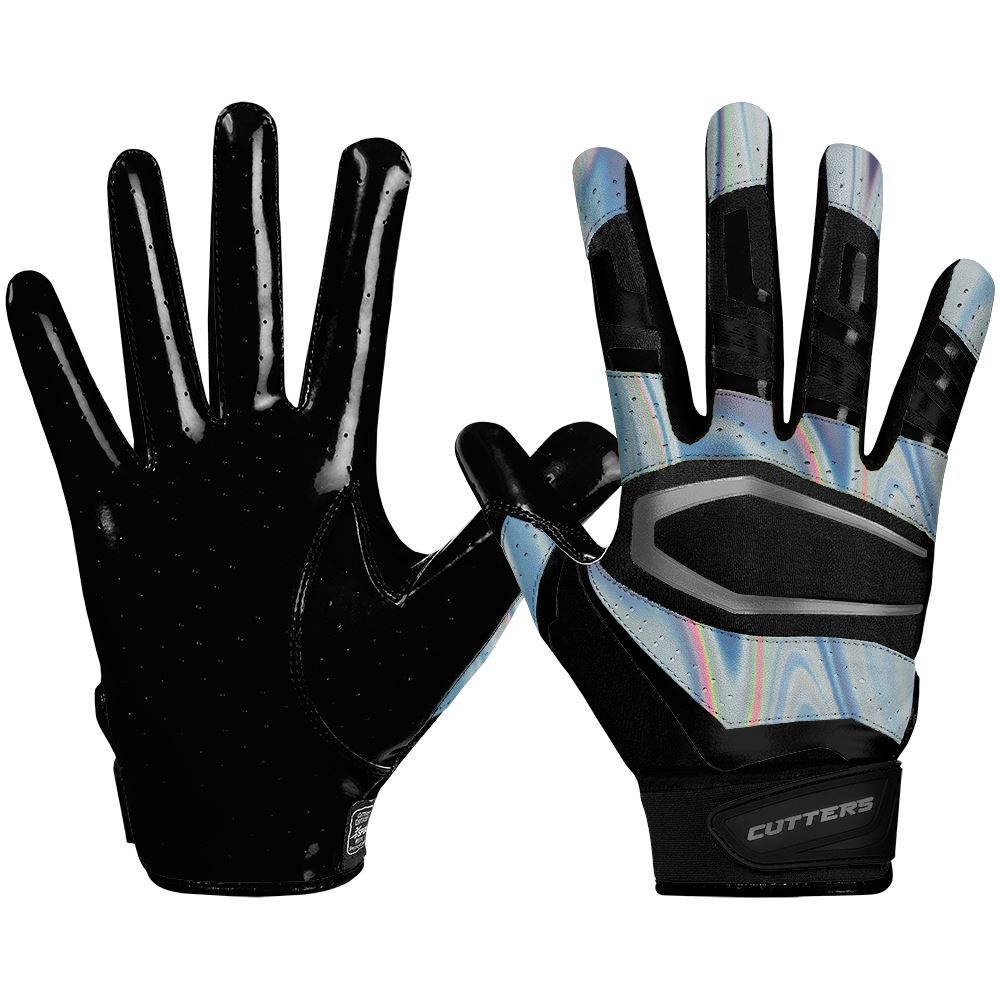 Cutters Rev Pro 3.0 Black/Silver Chrome Iridescent Receiver Gloves Medium