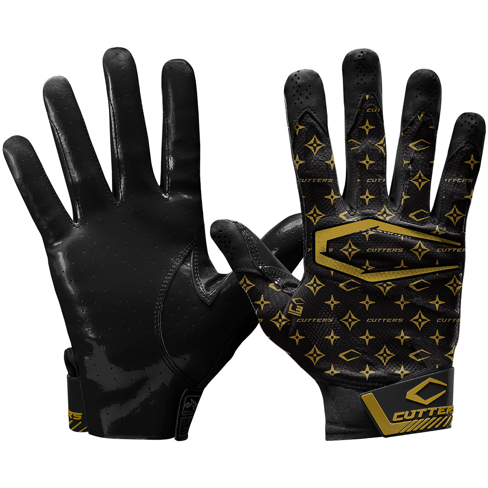 Rev Pro 4.0 Black Gold Lux LE Football Receiver Gloves Cutters