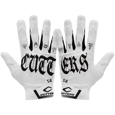 Cutters White Tattoo Rev Pro 4.0 Limited-Edition Receiver Gloves - Palm View