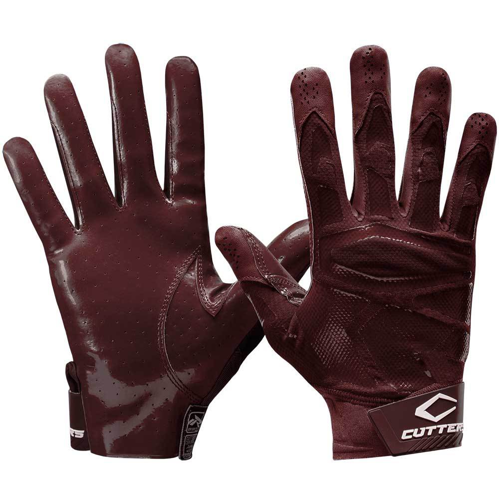 Cutters Sports Rev Pro 4.0 Solid Receiver Maroon Gloves - Front and Back View