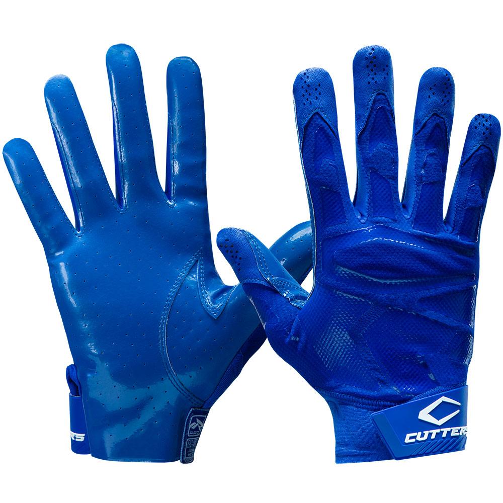 Blue Royal Rev Pro 4.0 Solid Football Receiver Gloves - Front and Back View