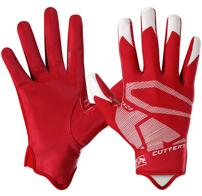 Cutters Rev 4.0 Receiver Gloves - Red - Front and Back