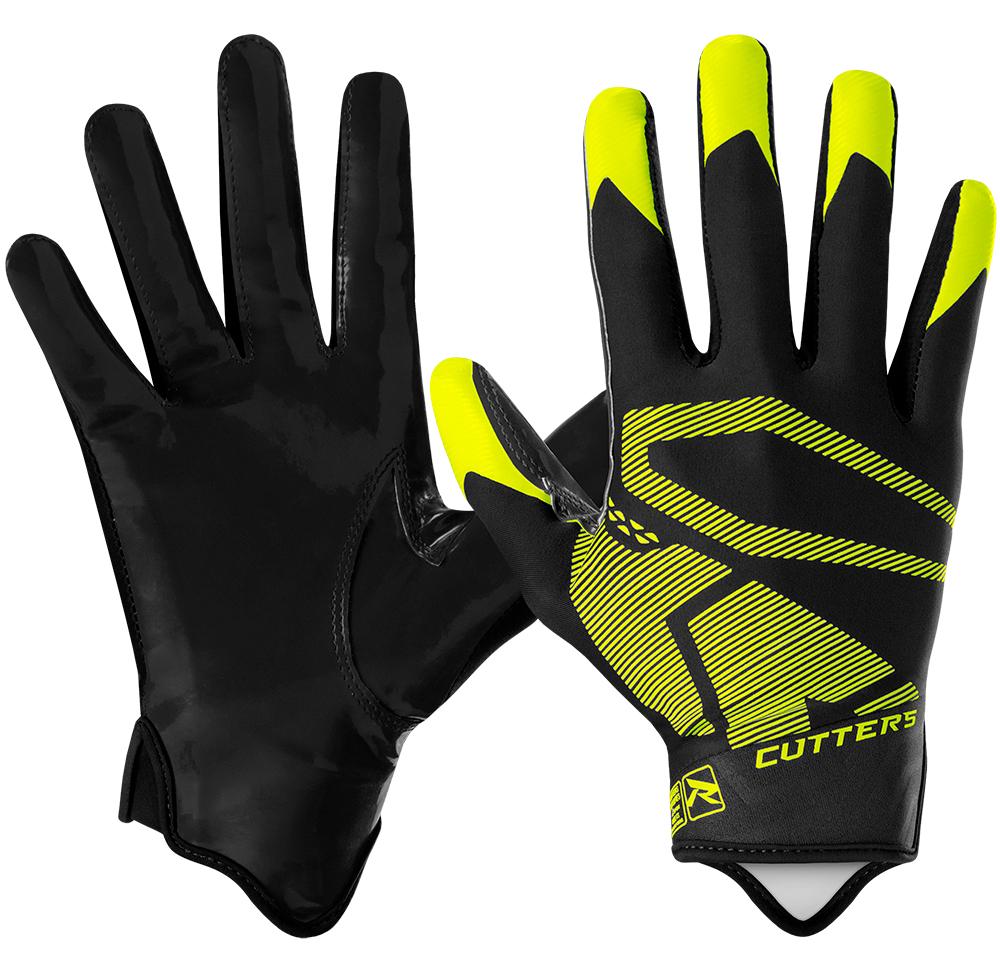 Cutters Rev 4.0 Receiver Gloves - Hi-Viz Yellow/Black - Front and Back