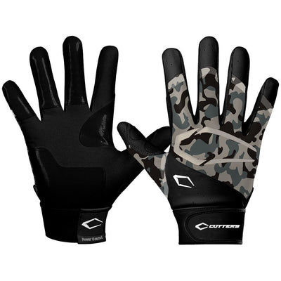 Cutters Sports Power Control 2.0 Camo Baseball Batting Gloves - Front and Back View