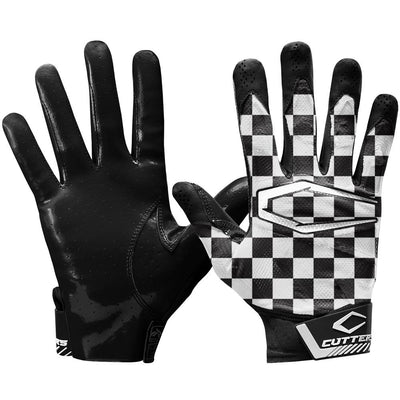 Cutters Sports Rev Pro 4.0 Checker Black/White Receiver Football Receiver Gloves - Ideal For 7v7, Youth, HIgh School and Collegiate Play