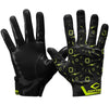 Cutters Sports Overtime Lux Rev 4.0 Limited-Edition Football Receiver Gloves -  Black/Yellow - Front and Back View - Ideal for High School, 7v7, and Collegiate Play