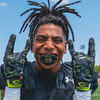 Youth Football Player Wearing Shock Doctor Max AirFlow Overtime Football Mouthguard/Lipguard + Cutters Sports Overtime Rev Pro 4.0 Gloves