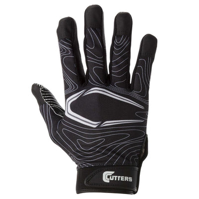 Cutters Game Day Black Topo Football Receiver Gloves - Back of Hand View